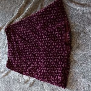 Intuitions velvet and embroidery plum color skirt with back pleat detail